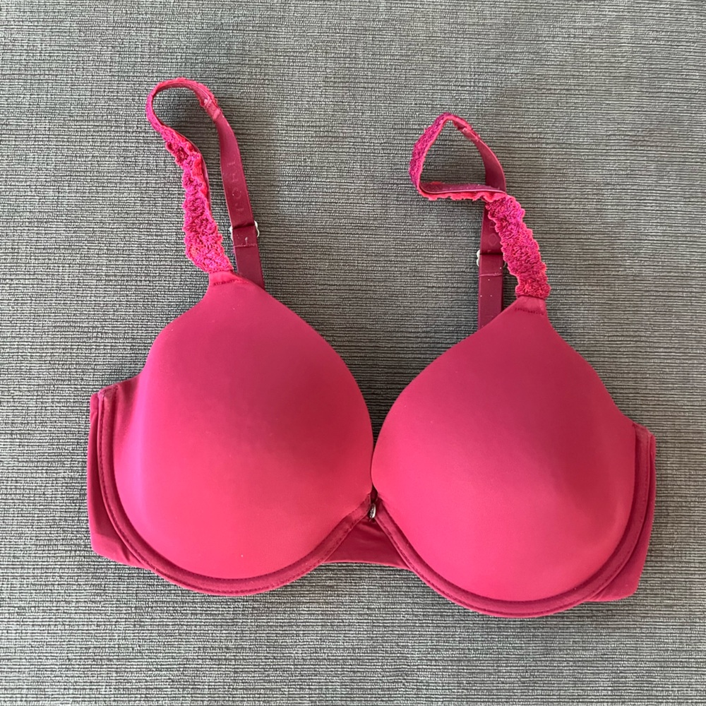 Magenta Lace Trim Bra